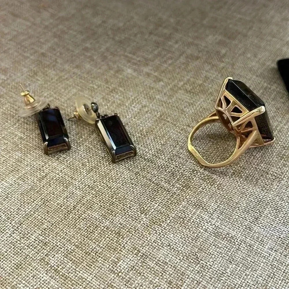 14 KT Gold Quartz (Smokey) Rectangular Faceted Ring Size 6 (Gold is 4.96 grams) - Picture 2 of 7